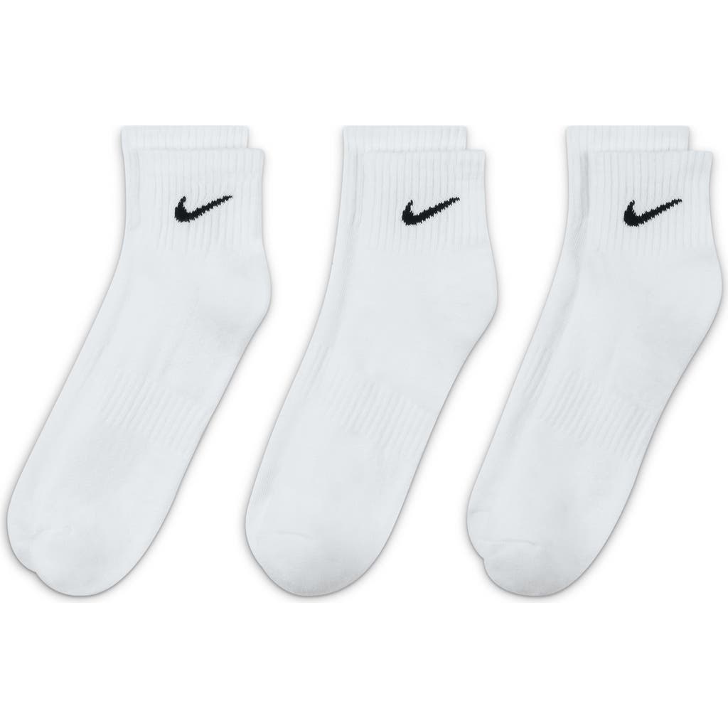 Nike Kids' Assorted 3-pack Dri-fit Everyday Cushioned Ankle Socks In White/black