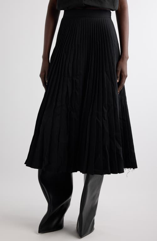 Shop Balenciaga Pleated Wool Skirt In Black