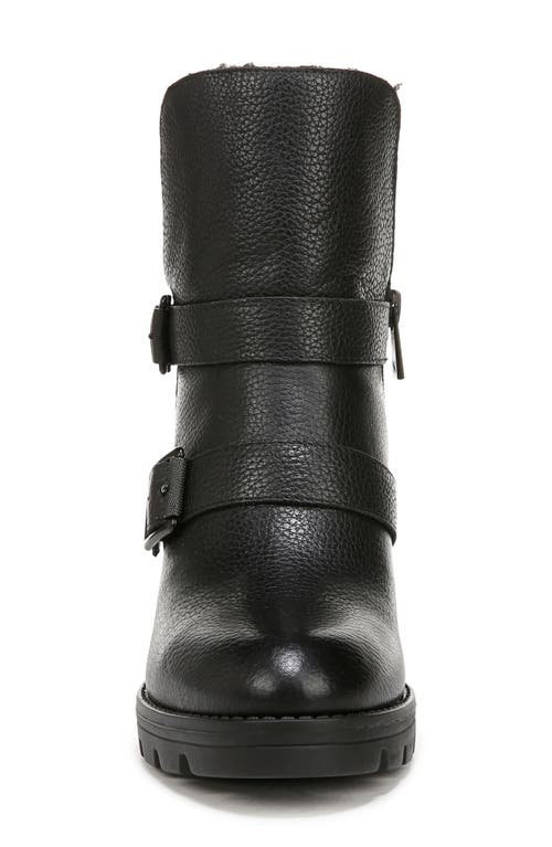 Naturalizer Verney Water Repellent Faux Fur Lined Platform Moto Bootie In Black