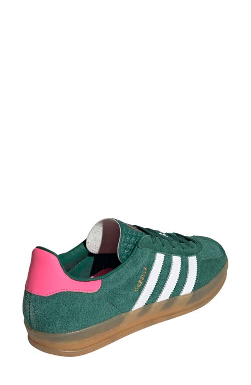 Shop Adidas Originals Adidas Gazelle Indoor Sneaker In Green/white/lucid Pink