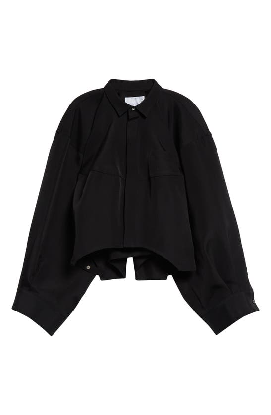 Shop Sacai Double Face Silk & Cotton Button-up Shirt In Black