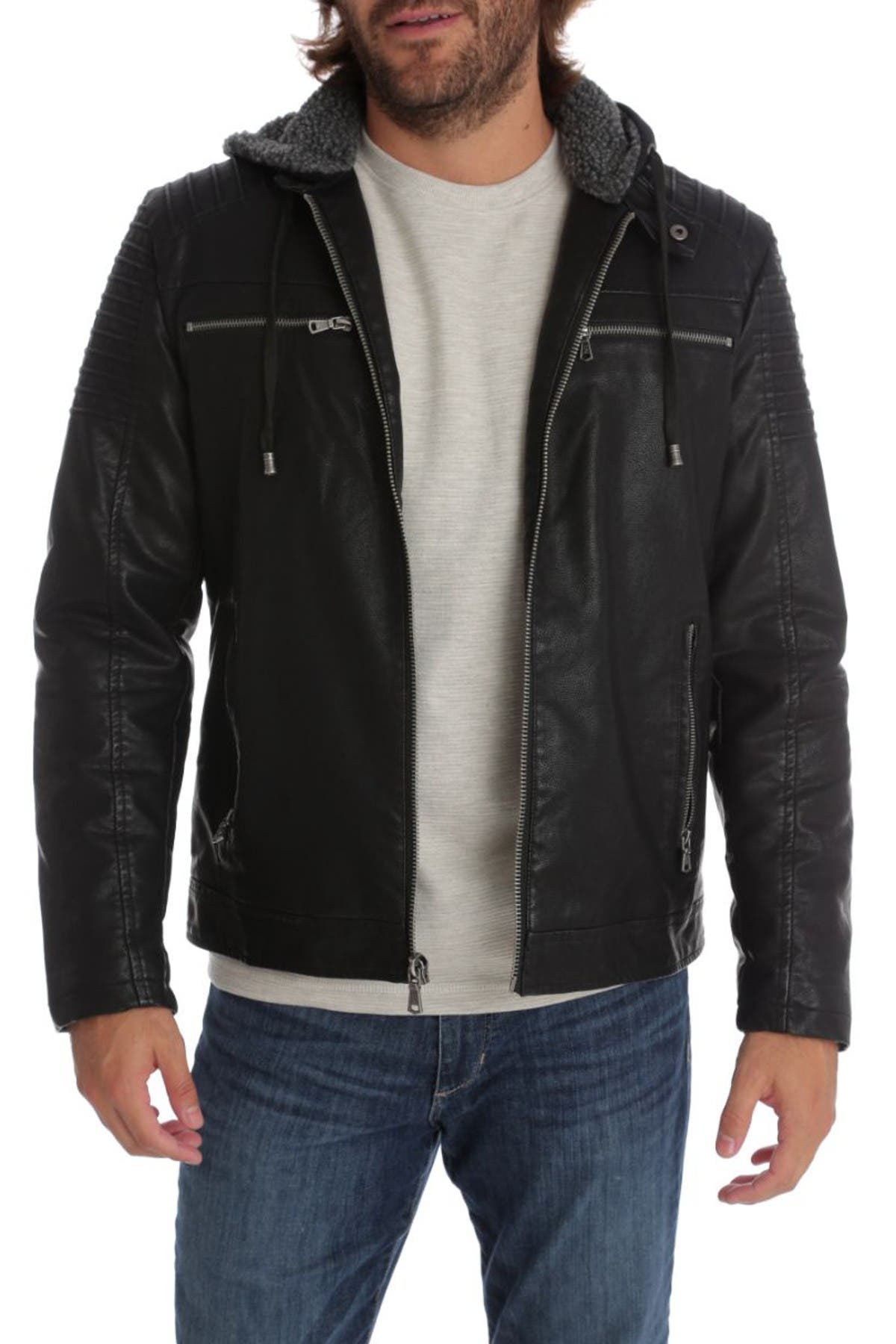 vegan leather jacket with hood