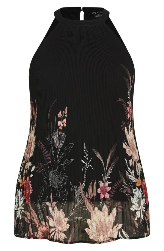 Shop City Chic Tiffany Floral Print Sleeveless Top In Blk Botanical Bdr