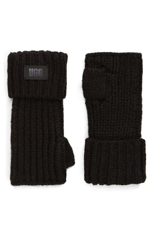 UGG(r) Cuffed Chunky Fingerless Gloves in Black
