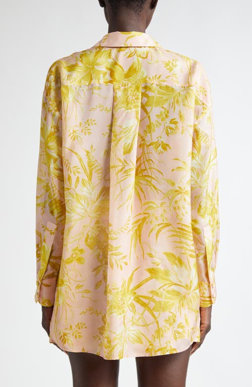 Shop Zimmermann Golden Relaxed Silk Button-up Shirt In Pink/gold Floral