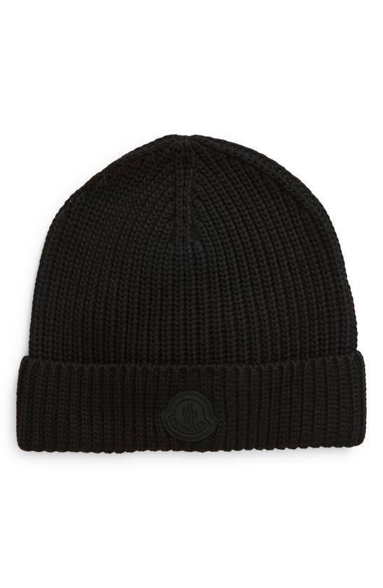 Shop Moncler Cotton Shaker Stitch Beanie In Black