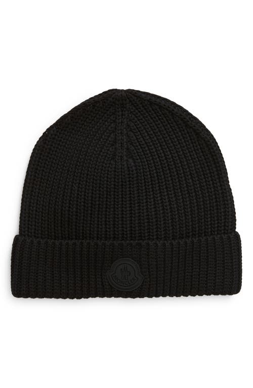 Moncler Cotton Shaker Stitch Beanie in Black at Nordstrom