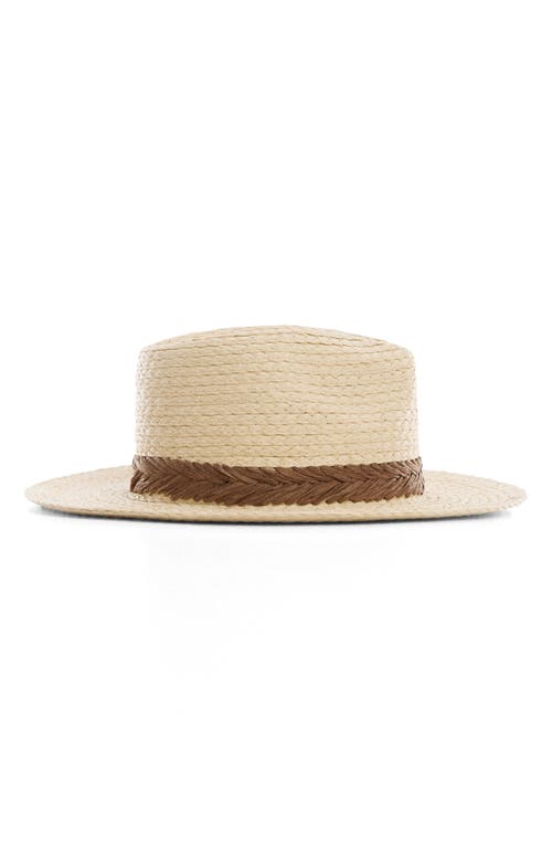 Shop Mango Braided Straw Fedora In Beige