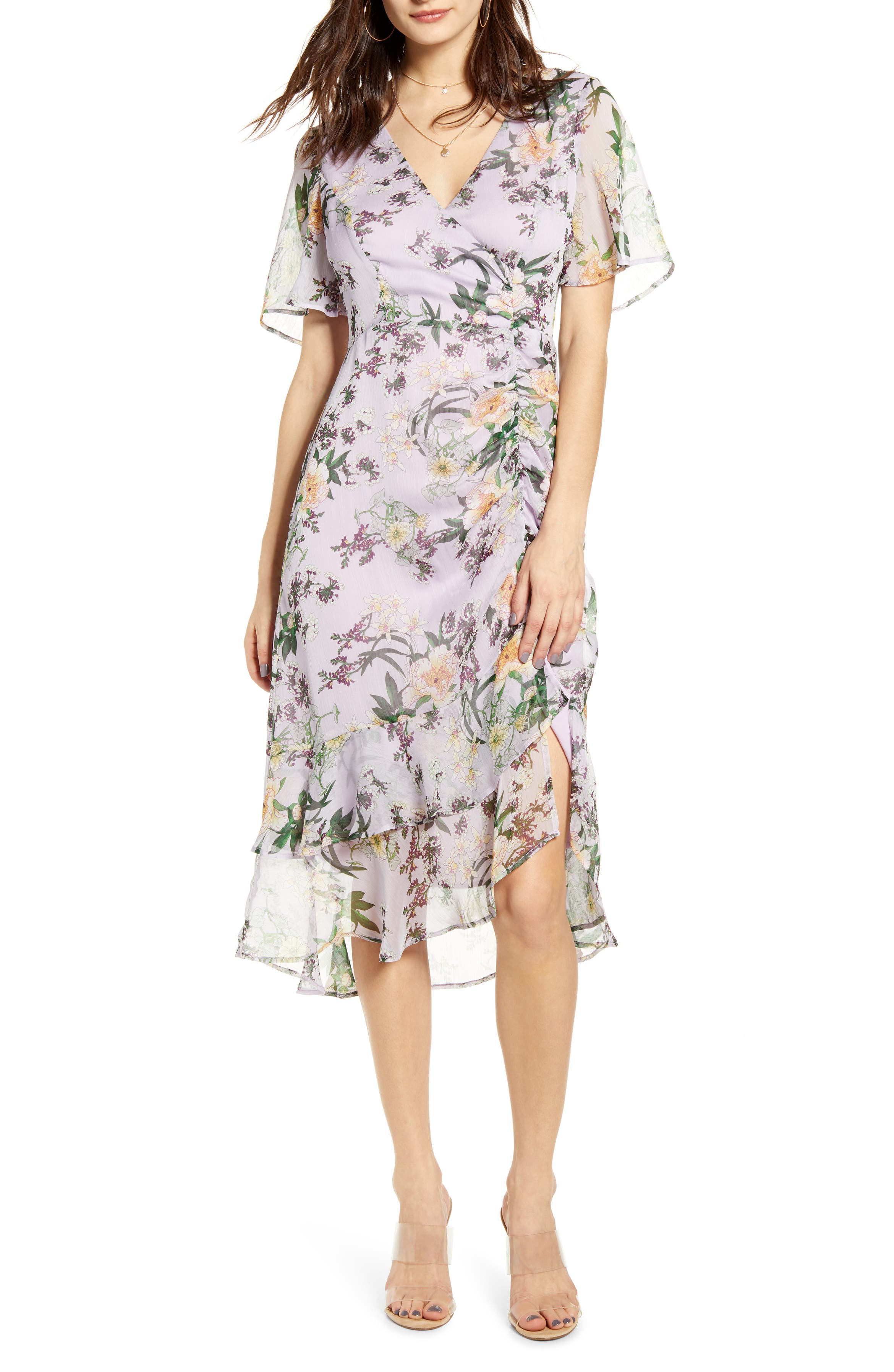 ASTR the Label Floral Ruched Front Dress | Nordstrom