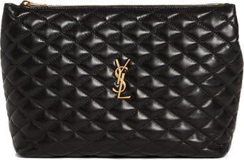 Saint Laurent YSL Quilted Leather Pouch Clutch Bag