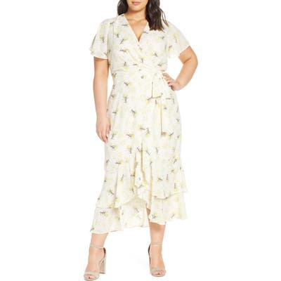 Plus Size Rachel Rachel Roy Faux Wrap Midi Dress, Beige