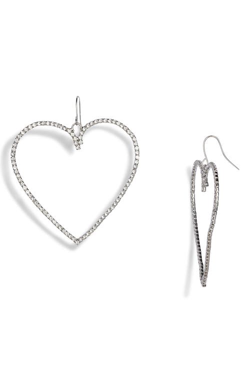 BP. Open Heart Drop Earrings in Silver- Clear