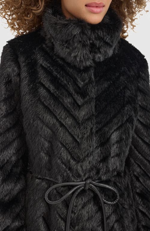 KENNETH COLE NEW YORK KENNETH COLE NEW YORK GROOVED FAUX FUR LONGLINE JACKET 