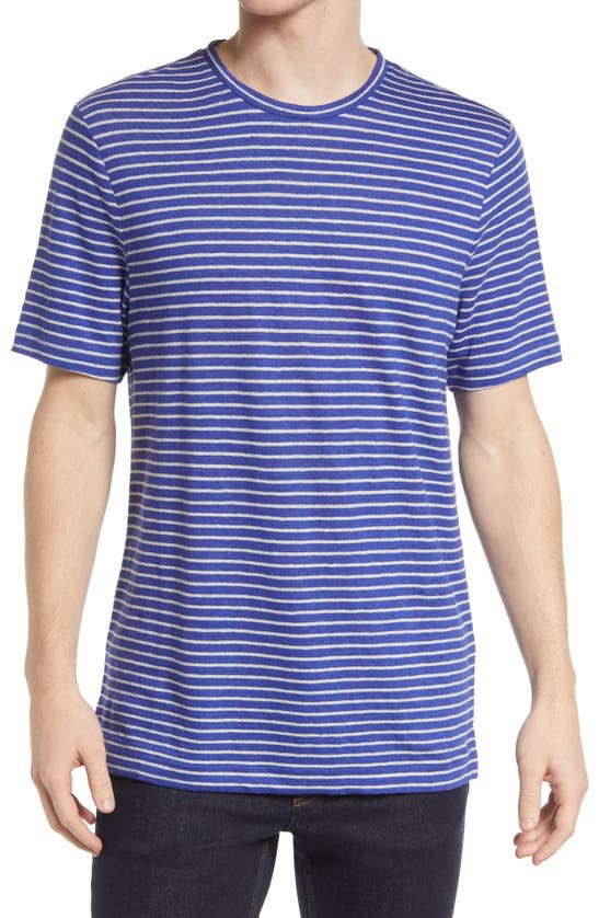 Nordstrom Linen Crewneck T-shirt In Blue C Tioga Stripe