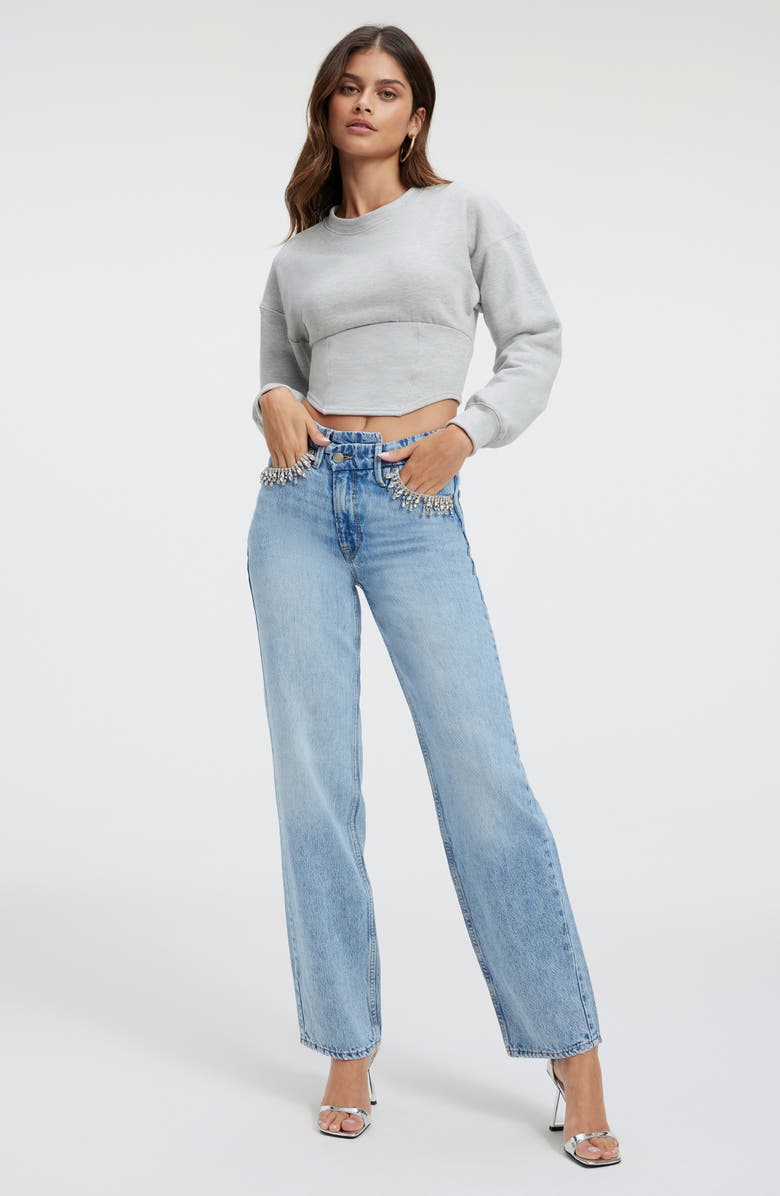 Good American Good '90s Crossover Straight Leg Jeans | Nordstrom
