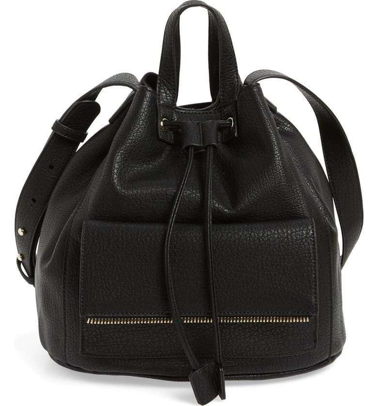 POVERTY FLATS by rian Faux Leather Drawstring Bucket Bag | Nordstrom