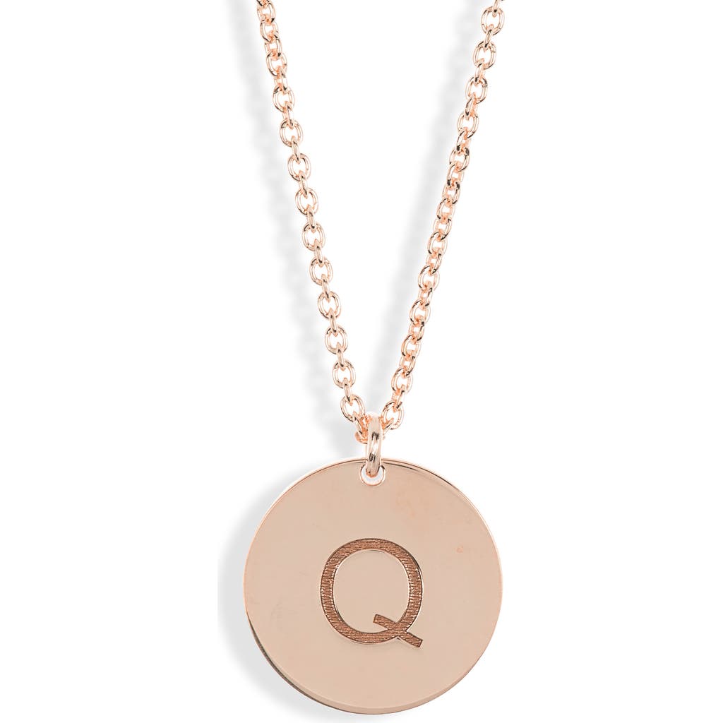 Meshmerise Initial Disc Pendant Necklace In Rose-q