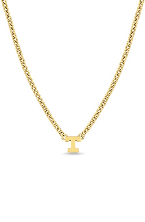 Zoë Chicco Curb Chain Initial Pendant Necklace in Yellow Gold-T at Nordstrom, Size 16