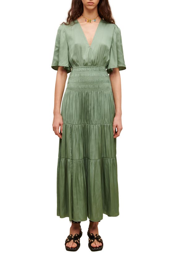 MAJE MAJE WOMENS VERTS ROME PLEATED V-NECK WOVEN MAXI DRESS 64349016