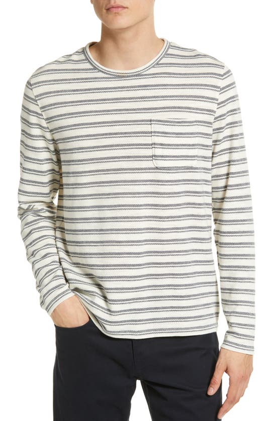 Vince Chevron Stripe Cotton Blend Long Sleeve T-shirt In Off White