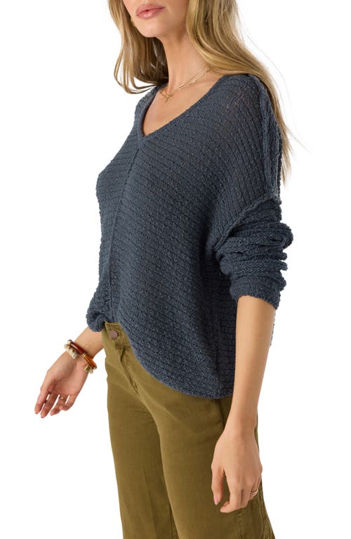 Shop O'neill Marina Slub Cotton V-neck Sweater In Slate