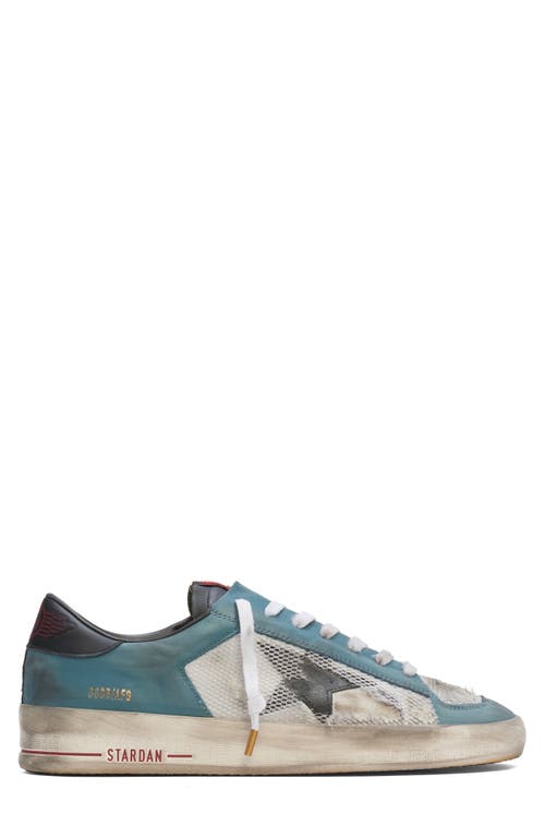 Shop Golden Goose Stardan Mixed Media Sneaker In Petroleum/white/black