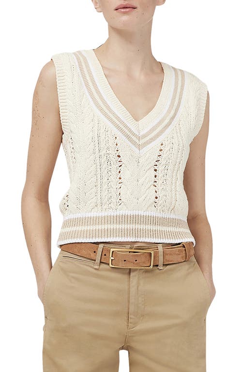 rag & bone Brandi Stripe Trim Cable Stitch Sweater Vest in Ivory Multi