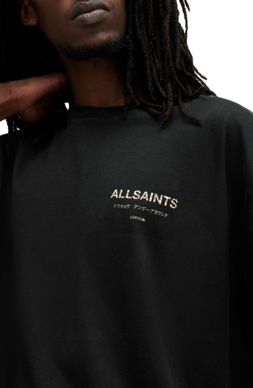 Shop Allsaints Underground Oversize Organic Cotton Graphic T-shirt In Leopard/black