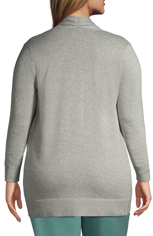 Shop Lands' End Plus Size Long Sleeve Open Long Cardigan Sweater In Gray Heather