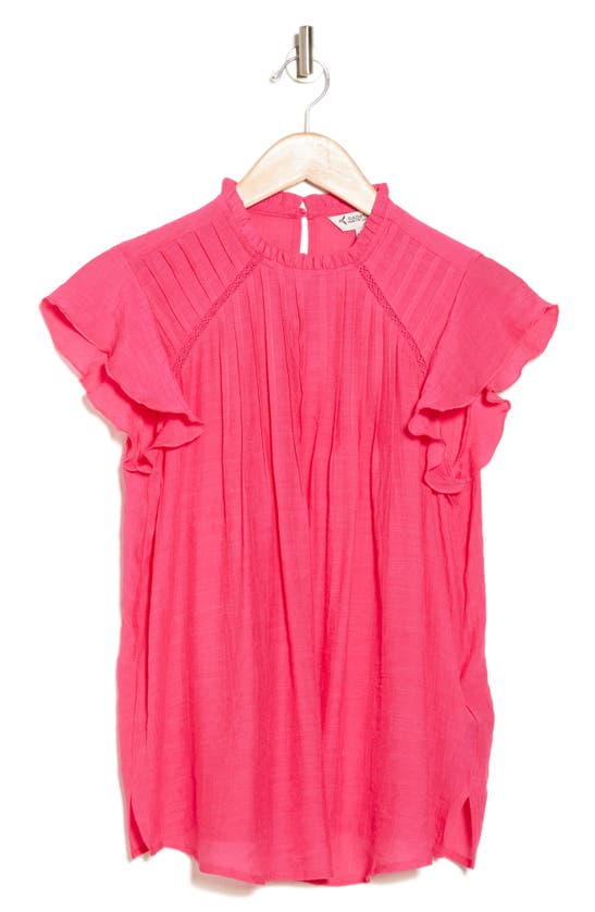 Shop Nanette Lepore Cap Sleeve Pleated Top In Rose Tropica