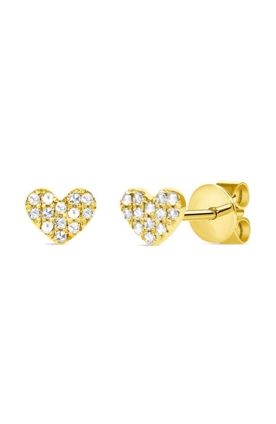Shop Ron Hami 14k Gold Pavé Diamond Heart Stud Earrings In 14k Yellow Gold