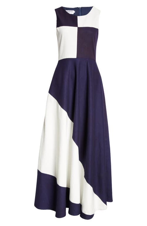 Shop Busayo Dami Colorblock A-line Dress In Indigo Blue, White