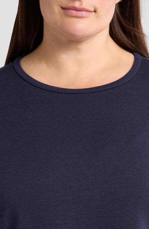 Eileen Fisher Crewneck Long Sleeve Longline Top In Ink