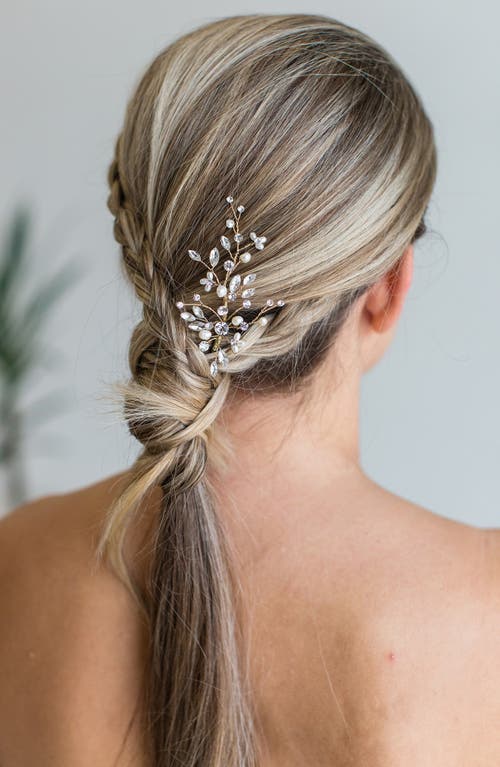 Brides And Hairpins Brides & Hairpins Sabra Freshwater Pearl & Crystal Hair Pin In Gold