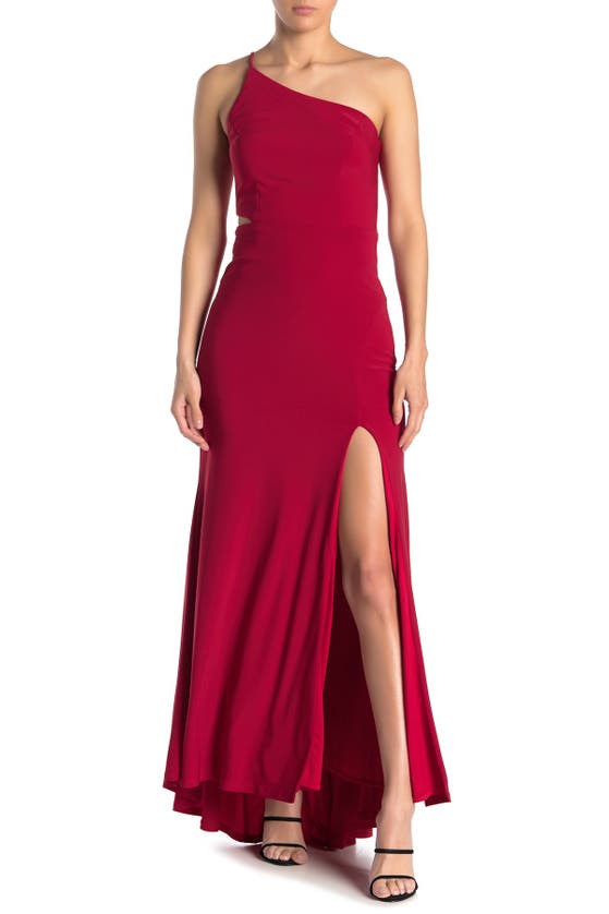 Jump Apparel One-shoulder Side Cutout Gown In Red