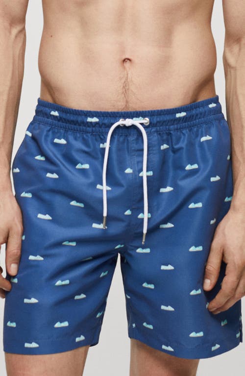 Shop Mango Espadrilles Swim Trunks In Dark Navy