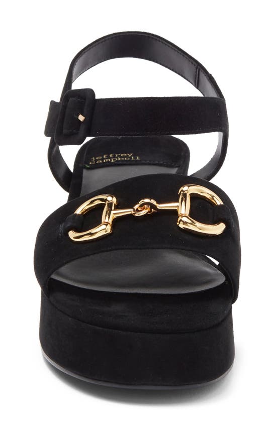 Shop Jeffrey Campbell Timeless 2 Platform Sandal In Black Suede Gold