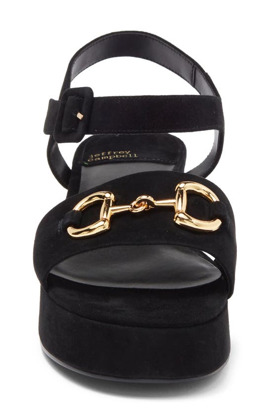 Jeffrey Campbell Timeless 2 Platform Sandal In Black Suede Gold
