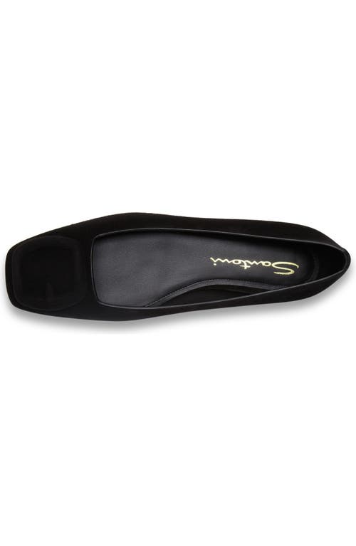 Santoni Maya Suede Buckle Ballerina Flats In Black
