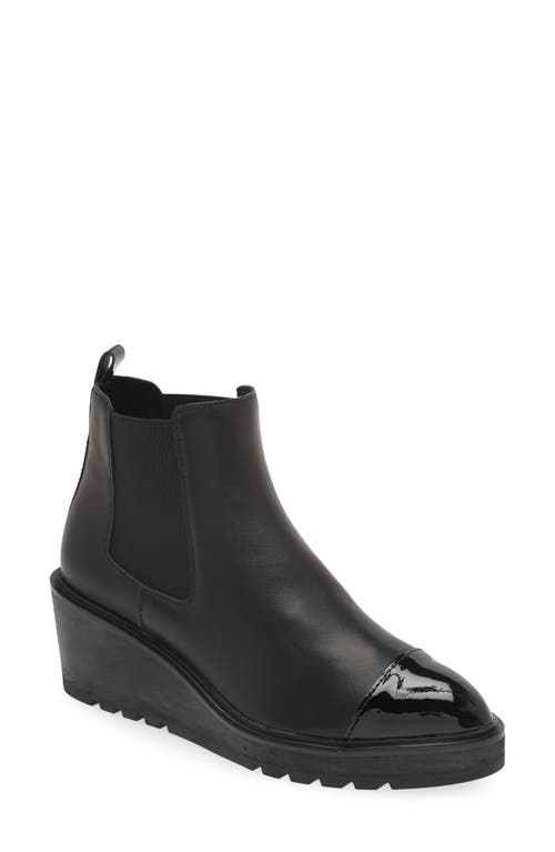 Gemmain Wedge Chelsea Boot in Black Leather/Patent