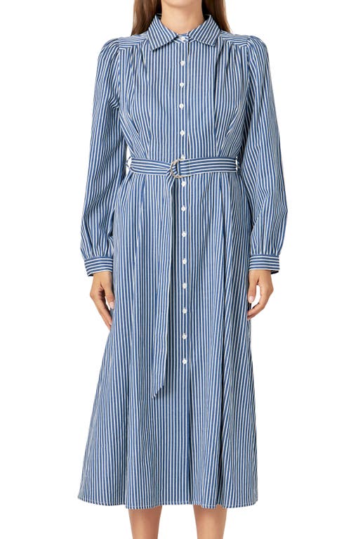ENGLISH FACTORY ENGLISH FACTORY STRIPE LONG SLEEVE MIDI SHIRTDRESS