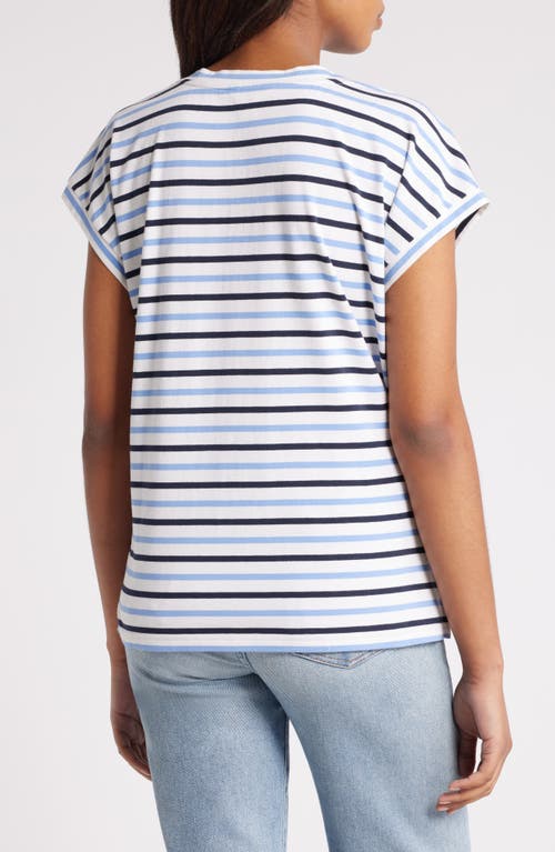 Shop Caslonr Caslon(r) Extended V-neck T-shirt In White/blue Stripe