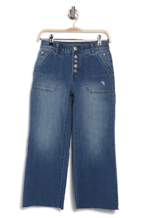 The Petite Perfect Vintage Wide-Leg Crop Jean in Benley Wash: Raw-Hem  Edition