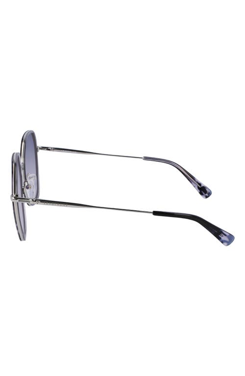 Longchamp Roseau 58mm Gradient Rectangular Sunglasses In Silver/black Camou