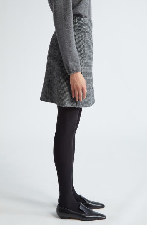 Max Mara Stone Microcheck Wool Blend Skirt In Medium Grey