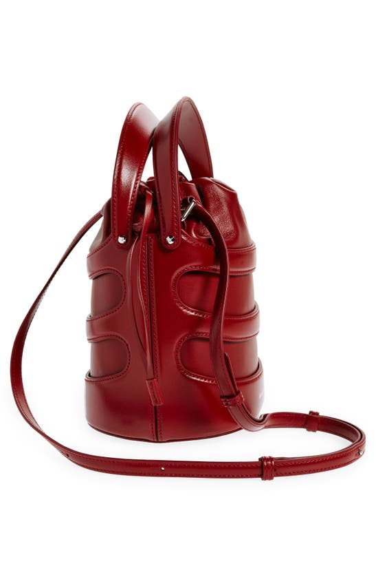 Shop Alexander Mcqueen The Rise Leather Bucket Bag In Dark Red