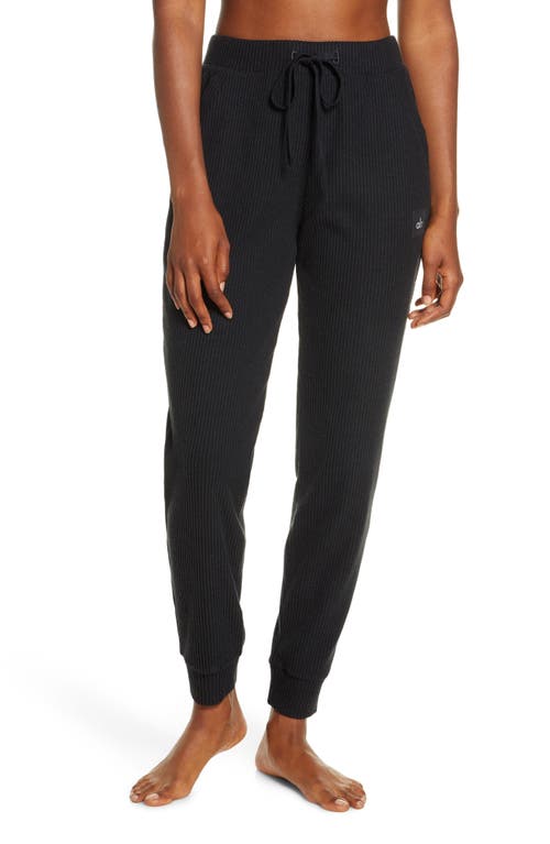 Alo Muse Ribbed High Waist Sweatpants in Black