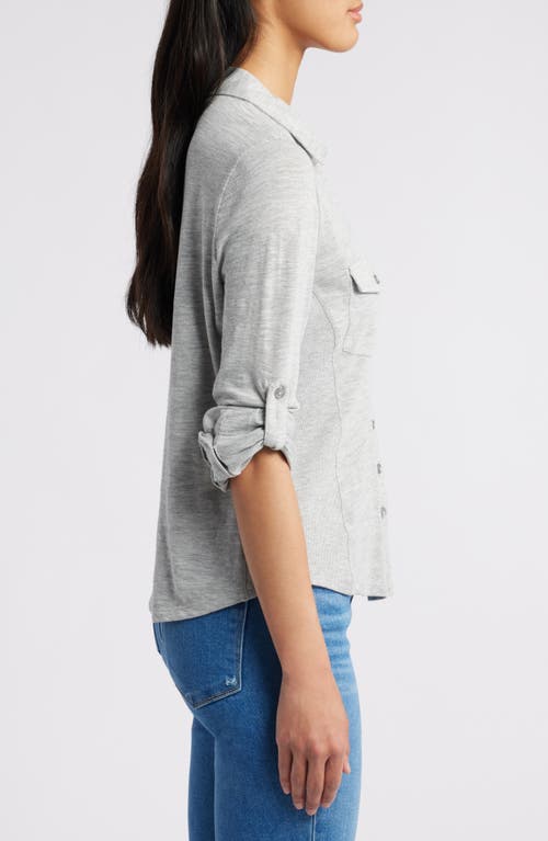 Shop Caslonr Caslon(r) Roll Tab Knit Shirt In Grey Heather