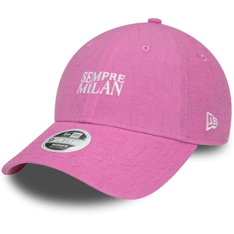 Shop New Era Pink Ac Milan Crinkle 9forty Adjustable Hat