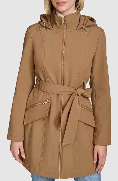 Andrew Marc Quinn Water Resistant Belted Trench Coat In Camel